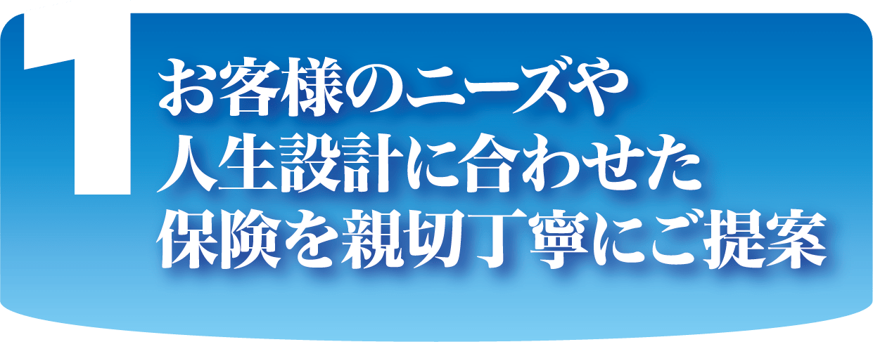 お客様のニーズや人生設計に合わせた保険を親切丁寧にご提案